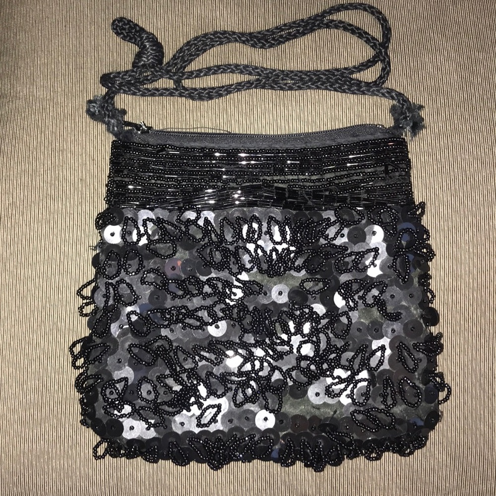 Vintage hand made  purse silk w/beads & sequence